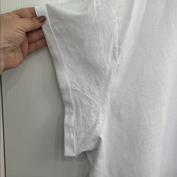 NWOT New Directions Womens 3X White V-neck Short Sleeve Blouse Tunic Top Beach - Picture 4 of 6